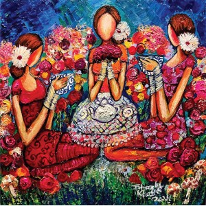 Shazly Khan, Nothing More Beautiful Than A Picnic With Best Friends., 18 x 18 Inch, Acrylic on Canvas, Figurative Paintings, AC-SZK-077